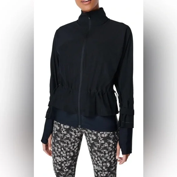 Medium/8-10 Sweaty Betty Black Fast Lane Running Jacket - Picture 1 of 7